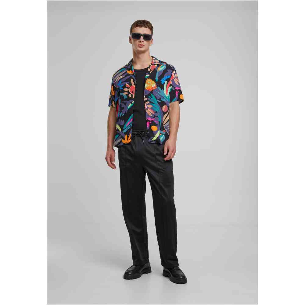 Urban Classics - Viscose AOP Resort Shirt - Black